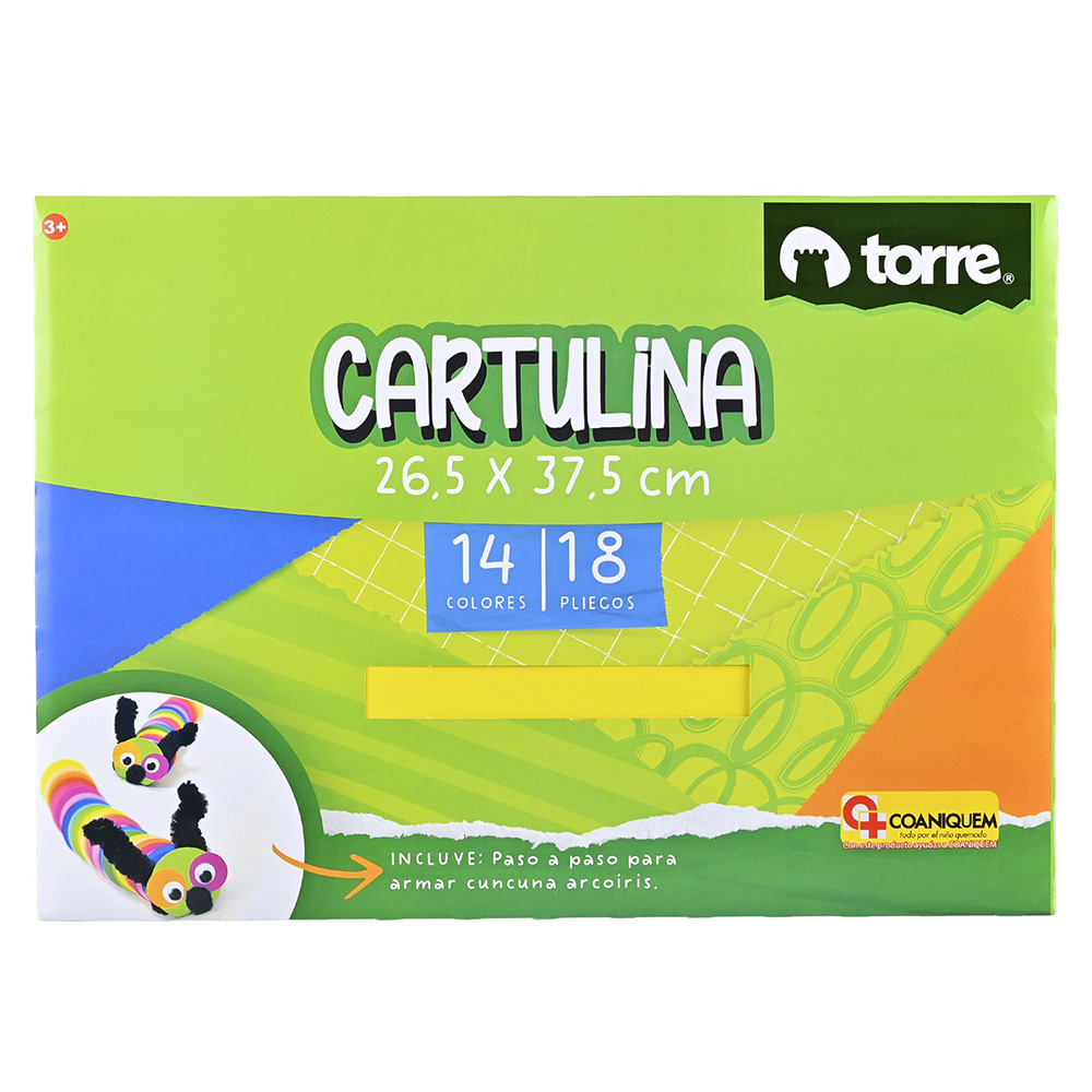 Carpeta Con Papel Cartulina 18 Hojas 14 Colores Torre